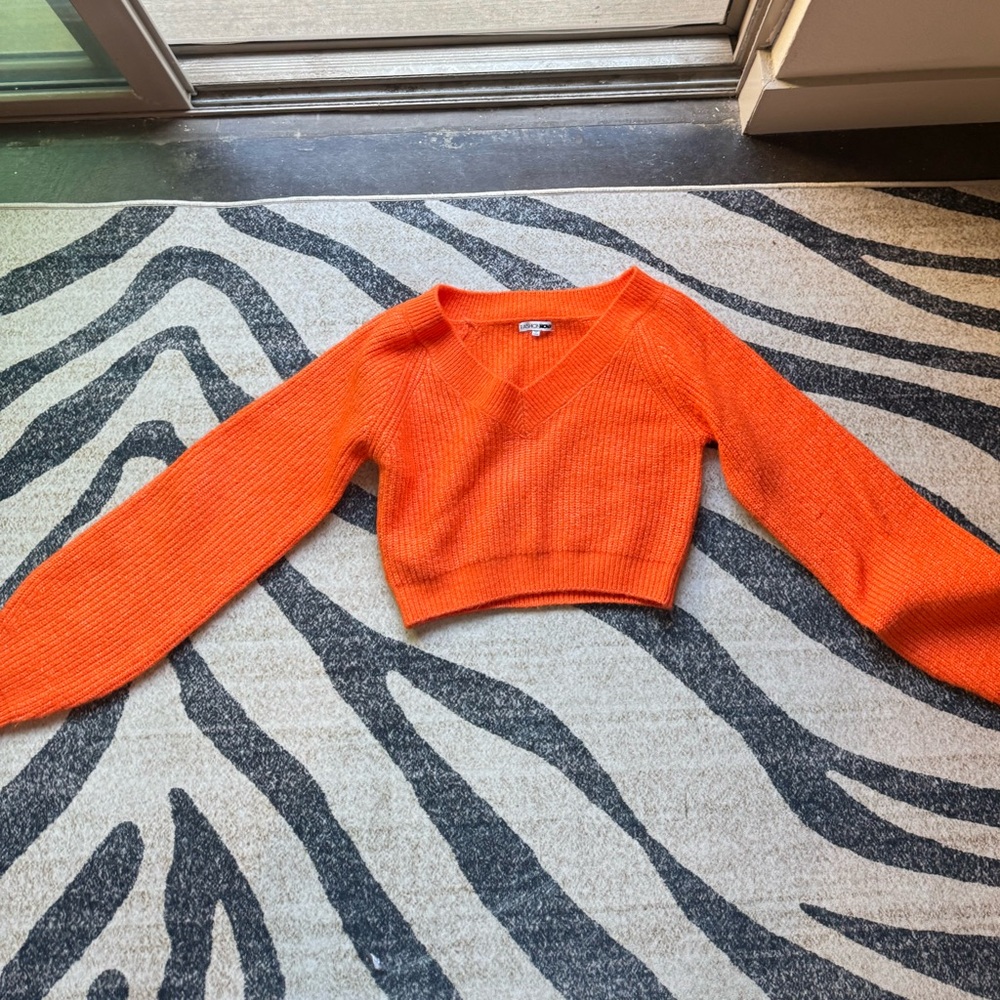 Vibrant Orange Cropped Women's Sweater